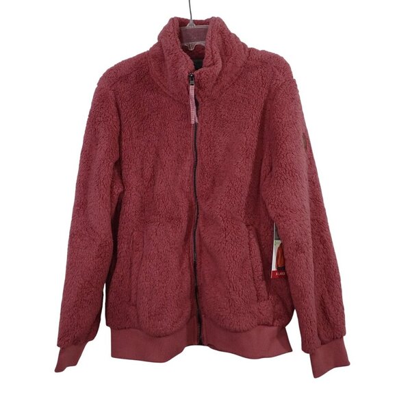 Free Country Full Zip Plush Sherpa Jacket Women Size XL Pink High Neck NEW - Picture 1 of 12